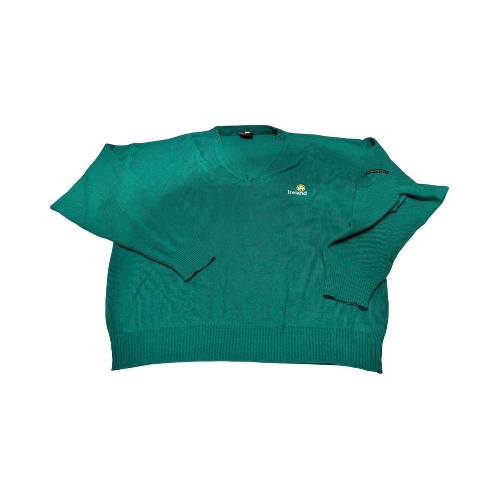 Vintage‎ Blarney Castle Ireland Sweater Mens XL Green Souvenir Vneck Pullover